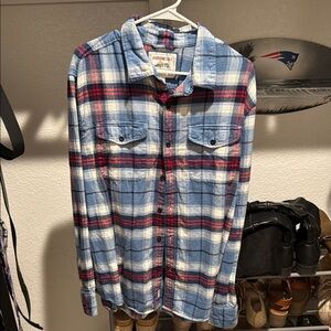 Plaid Flannel Shirt in Blue and Red